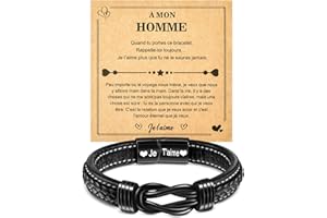 YELUWA Cadeau Homme, Bracelet Homme En Cuir, Cadeau Homme Original, Idee Cadeau Anniversaire Bracelet Homme Amoureux Pour Copain Couple Pour Anniversaire Saint Valentin Noel Pour Homme Mari Bracelet