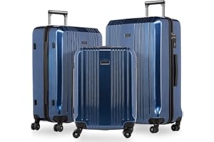 FERGÉ Kofferset 3 teilig Hartschale TSA-Zahlenschloß Cannes Reisekoffer Trolley-Set (Handgepäck, L, XL) 3er Set Hartschalenkoffer Roll-Koffer 4 Rollen Zahlenschloss 100% ABS & PC blau
