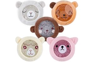 Navaris Set 5x Cuscinetti Freddi per Bimbi Piccoli - Impacchi Ghiaccio Sintetico - Pad Foderine Peluche Morbido Animali Colorati - Cuscinetto Freddo