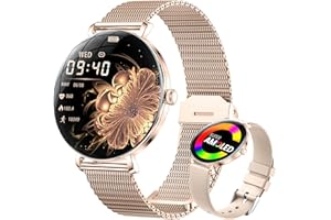 LIGE Smartwatch Donna Sottile con Chiamate, 1.43" AMOLED Orologio Fitness con Sonno/Frequenza Cardiaca, IP68 Impermeabile Smart Watch per Android iOS, 200+ Quadranti, 100+ Sport, Oro Rosa