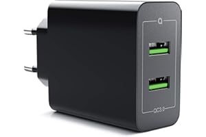 CSL-COMPUTER CSL — ładowarka 36 W 2 porty Quick Charge 3.0 — zasilacz USB 6000 mA łącznie — funkcja szybkiego ładowania — Smart Charge Solid Charge — do iPhone iPad Samsung Galaxy Nexus HTC Motorola LG UVM