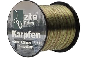 Zite Fishing - Filo da pesca monofilo mimetico per carpa, bobina da 1000 m, resistente all'abrasione Carp-Line in nylon