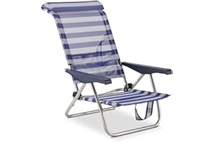Solenny Chaise de Plage Lit Pliable 4 Positions Dossier Bas avec Accoudoirs 77x60x83 cm