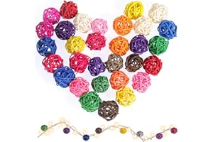 JETOHIX 40 Pcs Willow Branch Ball Bird Toy Sepak Takraw Colorful Decorative Balls 3cm Small Rattan Ball Wicker Ball Birds Toy Parrot toys for Chewing Parrot Small Animals Diy Craft Decoration