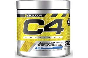 Poudre pré-entraînement C4 Original - framboise bleue glacée | Boisson énergisante pré-entraînement | 150 mg de caféine + bêta-alanine + monohydrate de créatine | 30 portions