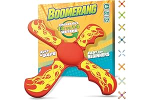 ANCORY Boomerang for Kids, 12m Range - Flying Boomerang Toy - Water Floating Easy-to-Throw Outdoor Toys, Red