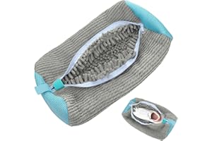 elook Shoe Washing Machine Bag, Reusable Trainer Sneaker Laundry Shoe Bag for Washing Machine, Shoe Cleaning Bag for All Shoe Types And Sizes - 39 x19 cm/Grey Blue