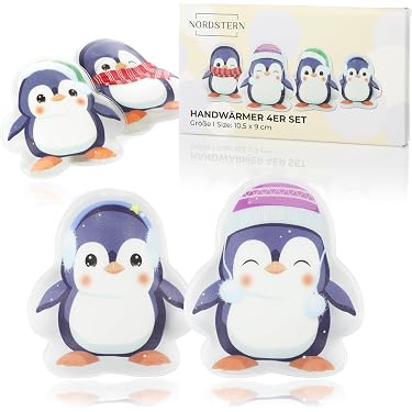 Wärmekissen Natriumacetat 4 Taschenwärmer Pinguin Design - Wiederverwendbare Handwärmer In Lila Taschenheizkissen 9x9cm