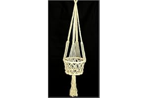 BALI PAPAYA Suspension Pot de Fleur Intérieur Extérieur Déco Jardin Plante Suspendues Cache Pot Macramé Coton Blanc