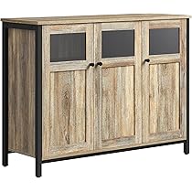 Credenza Vasagle Stile Country - Mobile Da Cucina Con Ante Scorrevoli, 33x100x80 Cm, Marrone E Nero - Foto 3