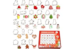 EHIOG Juego de 24 Moldes Galletas Navidad, Cortadores De Galletas Navideñas De Acero Inoxidable, Repostería, Chocolates, Cookie Moldes de figuras diferentes de Navidad