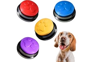 ZENOVA PETS Dog Paw Talking Buttons Training Set 4 Pack, 30 Second Recordable Pet Starter Kit for Communication Essentials, Voice Recording Button Playback, Funny Gift Puppy Toys for Office Home
