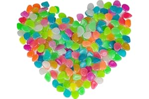 Hisredsun 300 Caillou Phosphorescent, Galet Lumineux, Pierre en Plastique, Galet de Jardin Lumineux, Gravier de décoration pour Le Jardin, l'allée, la Cour, l'aquarium, l'aquarium