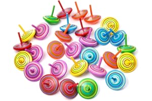 ZOEON 30 Pezzi Trottola in Legno, Giroscopio in Legno Colorati Artigianali Set per Bambini
