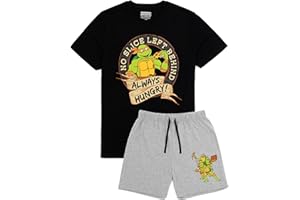 Teenage Mutant Ninja Turtles Męskie | Michelangelo Warrior Character Pizza Black T-shirt Szare spodenki Pjs | Towar TMNT