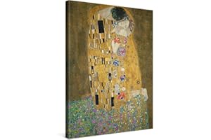 PICANOVA – Photo sur Toile Gustav Klimt Le Baiser 60x80cm – Impression sur Toile Haut de Gamme – Image sur Toile pour Décoration Murale Moderne