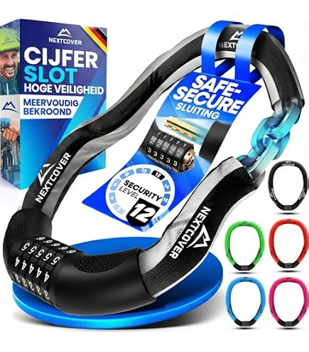 NEXTCOVER Fietsslot Kind Met 4-cijferige Code – 10 Mm Dikke Stalen Kabel, 65 Cm Lang – Geschikt Voor Fiets, Step En Loopfiets – Kleurgecodeerde Wieltjes