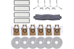 Geoviizon 21 sztuk akcesoriów kompatybilnych z robotem odkurzającym L10s Ultra/ L10 Ultra, 1 gumowa rolka szczotki głównej, 4 filtry HEPA, 4 szczotki boczne, 6 mopów, 6 worków do odkurzacza