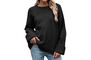 heekpek Pull Femme Chic Hiver Chaud Pull Col Rond Pull Manches Longues Sweat Femme Oversize Pull Long Verment Grande Taille