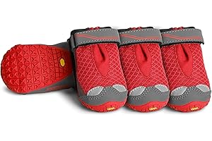 RUFFWEAR, Grip Trex Outdoor Dog Boots con suola in gomma per escursioni e corsa, rosso ribes, 6,3 cm (4 stivali)