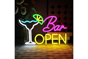 OYCGZV Bar Open Neon Sign Cocktails LED Neon Sign Wall Beer Bar Neon Sign Open LED Sign for Beer Bar Coffee Cafe Club Store Home Pub Man Cave Party Business Decoration