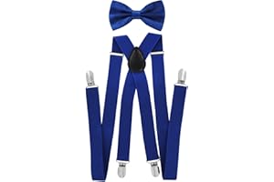 axy Herren Hosenträger mit Fliege - 4 Starken Clips X-Form