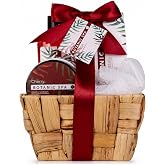 Accentra Bath Set CHERRY SPA Cherry Seagrass Basket | Includes body wash, lotion, crystals, sponge in net, thoughtful present