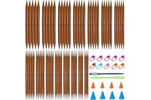 BOYATONG Juego de agujas de tejer de bambú, 15 tamaños (75 unidades)