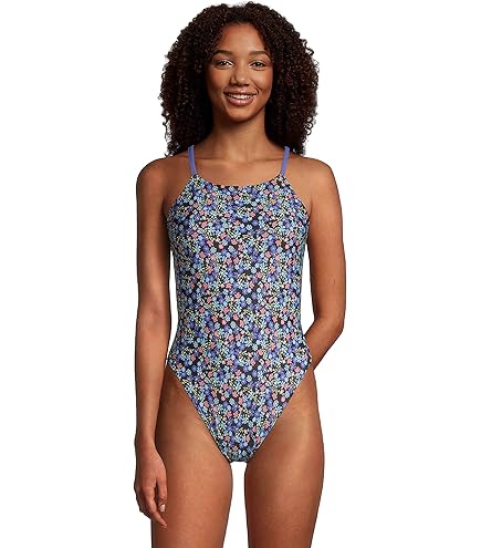 Women's Printed Adjtable Thinstrap One Piece Pink/Purple | Speedo A