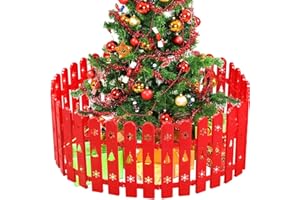 HORSE SECRET 30 Piezas Cerca del árbol de Navidad Valla de Piquete de Plástico, árbol de Navidad Jardín Casero Decoración del Banquete de Boda Valla de Jardín en Miniatura Valla de Césped/Rojo