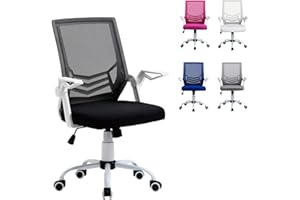Vinsetto Silla de Oficina Ergonómica Silla de Malla con Altura Ajustable Reposabrazos Abatible Soporte Lumbar Transpirable para Adolescentes Adultos 62,5x55x94-104 cm Negro
