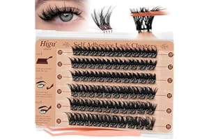 Self-Adhesive Eyelashes 60pcs, Higu clace Volume Pre Glued Cluster Lashes Mix 10-16mm, Preglued Eyelash No Glue Needed Easy to Use, DIY Eyelash Extension at Home(Volume A)