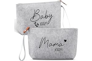 Xuniea Geschenke für Werdende Mütter Schwangere - Kosmetiktasche aus Filz mit Reißverschluss Filztasche für Mama Schwangerschaft Geschenk zur Geburt für Neue Mama Babyparty Weihnachten (Hellgrau)