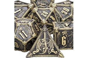 ARUOHHA Dés en métal DND Donjons et dragons avec coffret cadeau,Lot de dés polyédriques à 6 côtés,Grand dés D&D pour MTG Warhammer Pathfinder RPG Roll Playing Dice D and D Dice D20 D12 D10 D8 D6 D4
