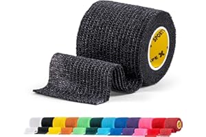 SPORTTAPE Football Sock Tape, 5cm x 4.5m, Black - Self-Adhesive Cohesive Bandage, Compression Wrap & Sports Stretch Tape for Ankles, Joints, Socks, Vet & Pet Wrap for Dogs, Horses - Single Roll