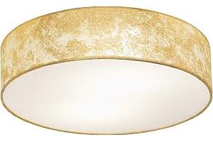 EGLO Lampa sufitowa Viserbella, 1-punktowa lampa sufitowa Vintage, lampa do salonu ze stali i materiału w kolorze szampana, złota, lampa kuchenna, lampa do korytarza, lampa sufitowa z oprawką E27, Ø 38 cm