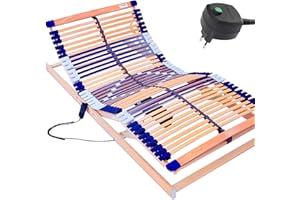 elektrischer Lattenrost 100% BUCHE - Kopf- u. Fußteil elektrisch verstellbar - SCHULTERFRÄSUNG, 7 Zonen, 44 Federleisten, Härteregulierung, Mittelgurt - Motor Comfort 44® - fertig montiert (100x200)