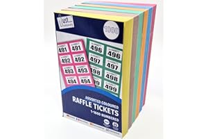 ZEBTON Raffle Tickets Books 1-1000 4 Pack, Cloakroom Tickets Lucky Draw Tombola Draw Prize Draw and Charity Events Assorted Colors (4)