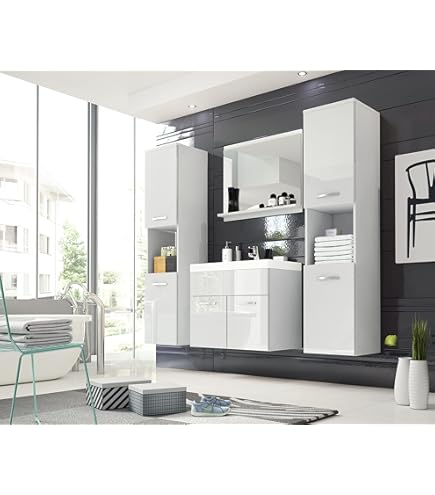 Set Arredo Bagno HOME DELUXE WANGEROOGE Grigio - Con Lavabo 60cm, Specchio E LED - Foto 6