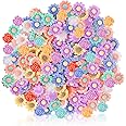 100 PCS Flower Resin Charms, Assorted Slime Charms Mini Resin Flower Flatback Cabochons Beads for DIY Scrapbooking Jewelry Making Craft Decorations (Daisy + Rose)