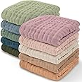 Baby Washcloths, Muslin Cotton Towels, Large 10”x10” Wash Cloths Soft on Sensitive Skin, Absorbent for Boys & Girls, Newborn Baby & Toddlers Essentials Shower Registry Gift (Multicolor, Pack of 10) G