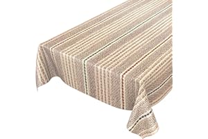 ANRO - Mantel de hule fácil de lavar con diseño de tiras de yute, de color beis, 120 x 140 cm