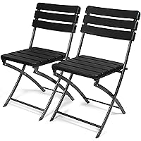 Park Alley Gartenstuhl in schwarz - klappbare Gartenstühle im 2er Set - hochwertige Klappsessel in Holzoptik…