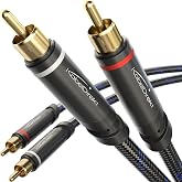 KabelDirekt &ndash; Stereo Audio Cable &ndash; 1.5 m &ndash; 2 &times; 2 RCA, Braided | Coaxial &amp; RCA Cable, Analog and Digital