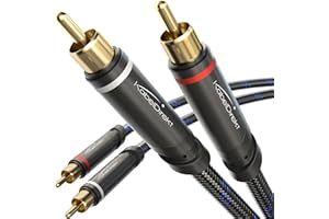 KabelDirekt – Cavo audio RCA da 2 maschi a 2 maschi, intrecciato – 1 m – Cavo audio stereo particolarmente resistente e con una qualità sonora brillante (cavo RCA, Home Cinema, analogico e digitale)