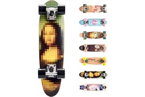 ‎METEOR Deskorolka skate mini cruiser Klasyczna fiszka skateboard longboard do Nauki jazdy dla dzieci Deska dla początkujących Idealna na skatepark Drewniana retro lekka tania młodzież nastolatków meteor