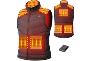 HILLSLTR Gilet Chauffant Homme avec Batterie 7.4V 18400mAh, 8 Zones Chauffantes, Double Contrôle, Veste Chauffant Électrique Hiver Extérieur