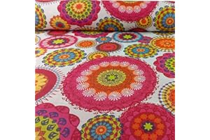GADETEX Telas por metro loneta (1,45 x 2,80 m, Mandala Multicolor)