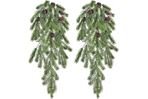 ‎ROLLWAY ROLLWAY 2 Stück Künstliche Tannenzweige 78cm Lang, Groß Weihnachtszweige Tannengrün Hängepflanze für Innen & Außen, Kunst Tannenzweige Wie Echt Zweige Weihnachten Deko für Kamin, Esstisch, Haustür