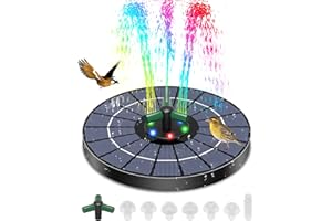 Fontaine Solaire Extérieur 4W, GuKKK Lumières LED Colorées Flottant Fontaine, Mini Pompe Bassin avec 8 Buses, pour Bains d'oiseaux,Étang,Jardin